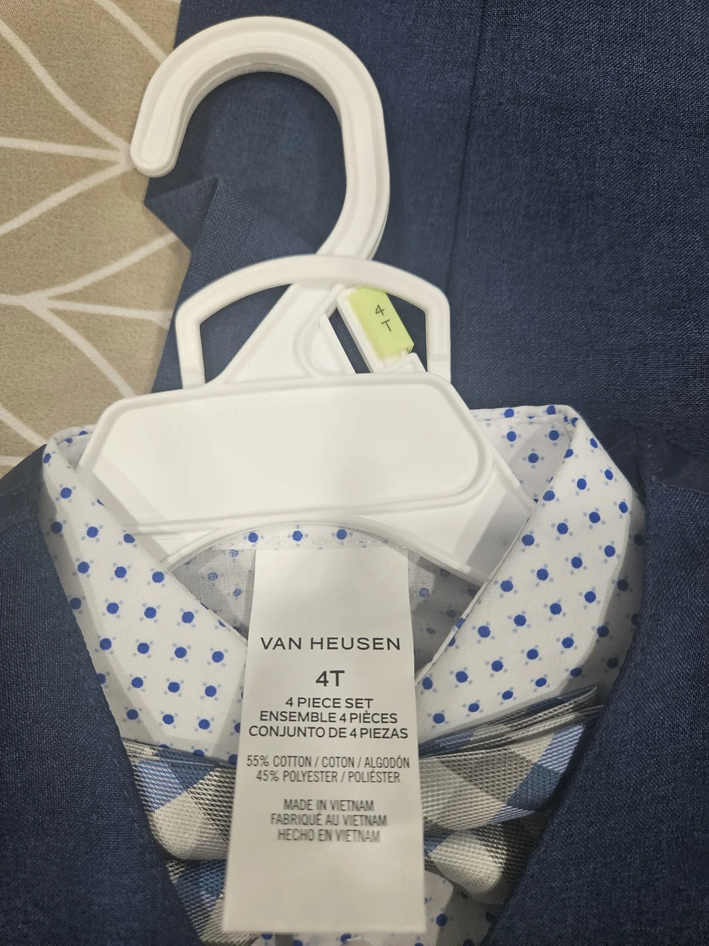 Van Heusen Navy Boys' Vest, Pants & Polka Dot Shirt Set with Bow Tie